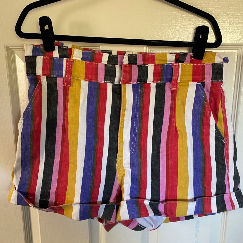 Striped shorts.